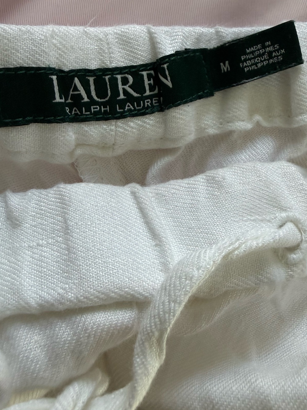 Ralph Lauren White Linen Blend Drawstring Shorts Summer Vacation Size Medium - Picture 4 of 5